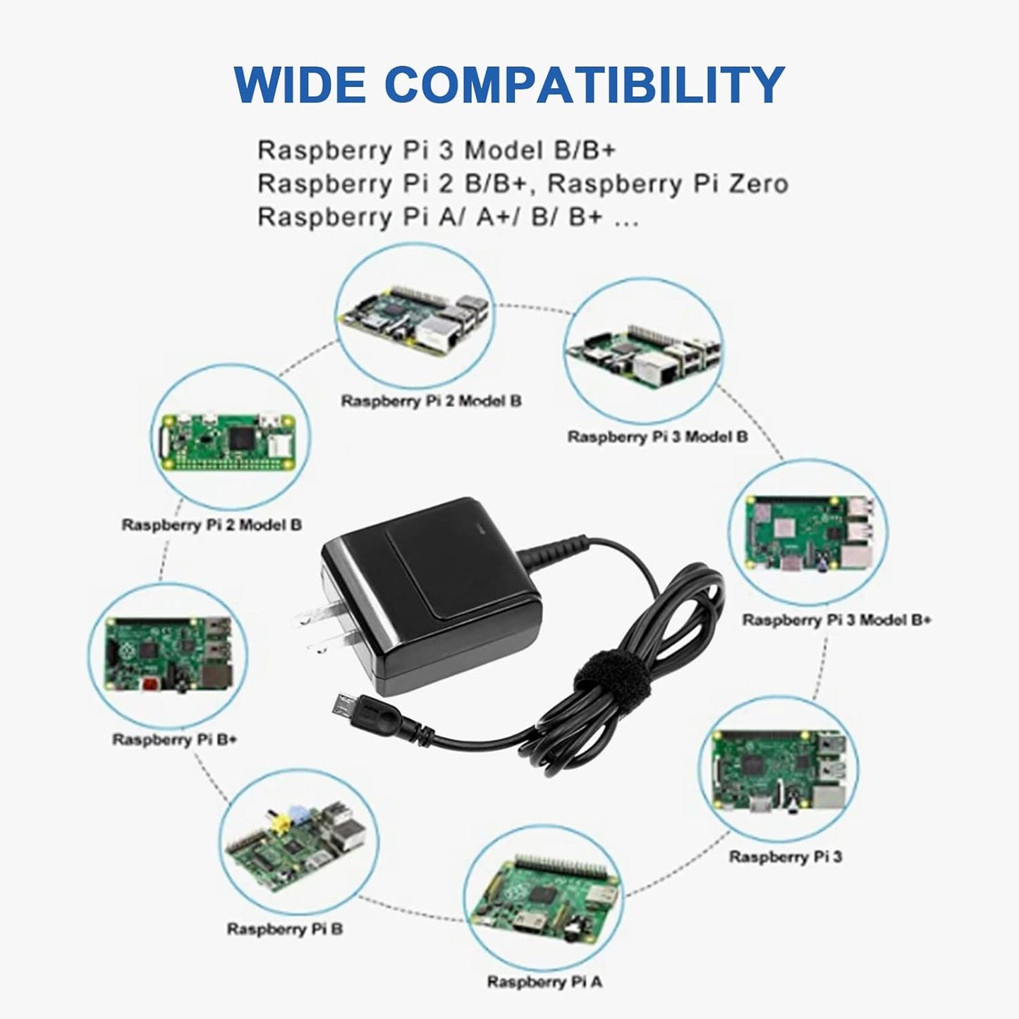 5.25V 3A Micro USB Wall Charger for Raspberry Pi 3 B+ Power Supply Includes 1.8M (5.4 Ft) Power Cord