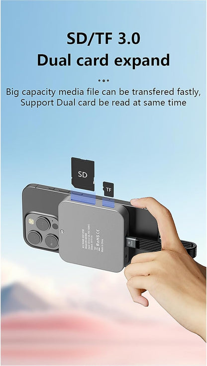 Magnetic M.2 2230 NVMe SSD Enclosure for iPhone 16 15 Pro/Max Pro,10Gbps USB C 3.2 to NVMe M.2 Adapter,Aluminum External SSD Reader for Android/iPad/MacBook,4K@60Hz HDMI,100W PD Charging