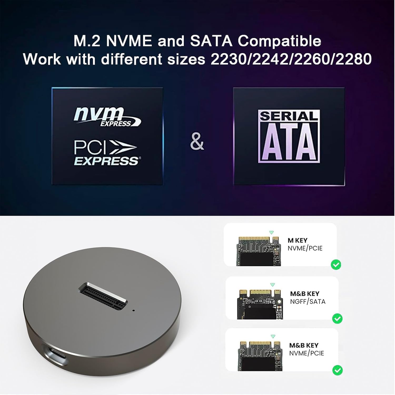 Nvme Ssd Enclosure,Aluminum USB C M.2 NVME SSD Enclosure,10Gbps M 2 NVME PCIe SSD Enclosure USB 3.1 Gen 2 NVMe to USB Adapter High Speed Data Transfer