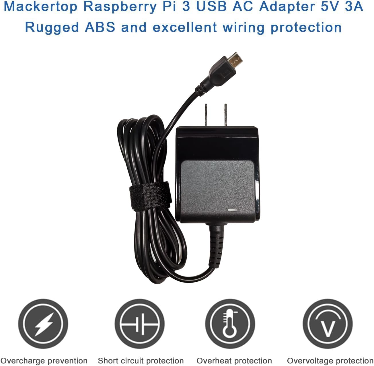 5.25V 3A Micro USB Wall Charger for Raspberry Pi 3 B+ Power Supply Includes 1.8M (5.4 Ft) Power Cord