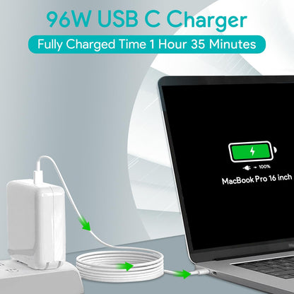 Mac Book Pro Charger - 96W USB C Charger Fast Charger for USB C Port MacBook pro & MacBook Air, ipad Pro, Samsung Galaxy and All USB C Device, 6.6 ft USB C to USB C Cable Included