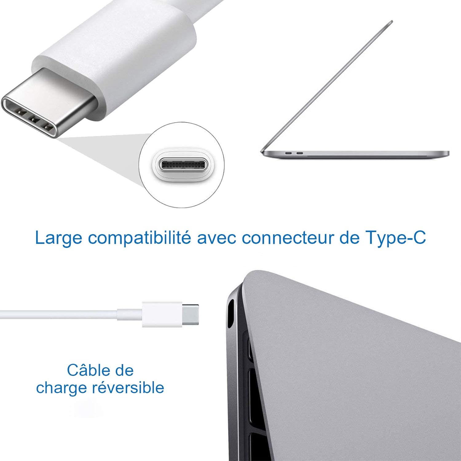 MacBook Pro Ladegerät, 87W USB C Laptop Netzteil Für MacBook Pro 13/14/ 15/16 Zoll, MacBook Air 2020/2019/ 2018, Kompatibel Mit IPad Pro 12.9/11 Zoll Mit 2M USB C Auf C Ladekabel Typ C Adapter