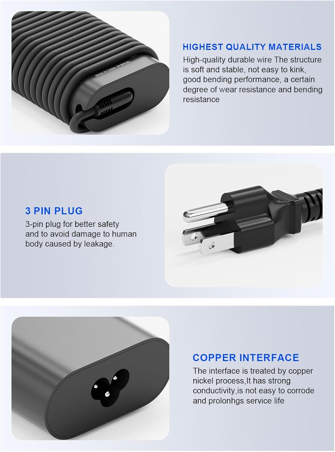 100W USB C Laptop Charger Compatible with Dell Latitude 5540 5440 7440 5340 7340 7640 9440 2-in-1 Precision 5480 3580 3480 3581 5680 Inspiron 14 16 5000 7000 5430 7430 7440 5630 Power Cord