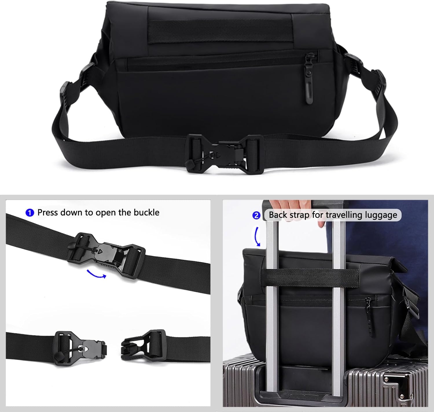 Zoravson Waterproof Sling Bag for Men, Travel Casual Chest Bag Daypack for Mens, Crossbody Shoulder Pack Fanny Bag,Lightweight Scratch Resistant Shoulder Bag with Adjustable Shoulder Straps